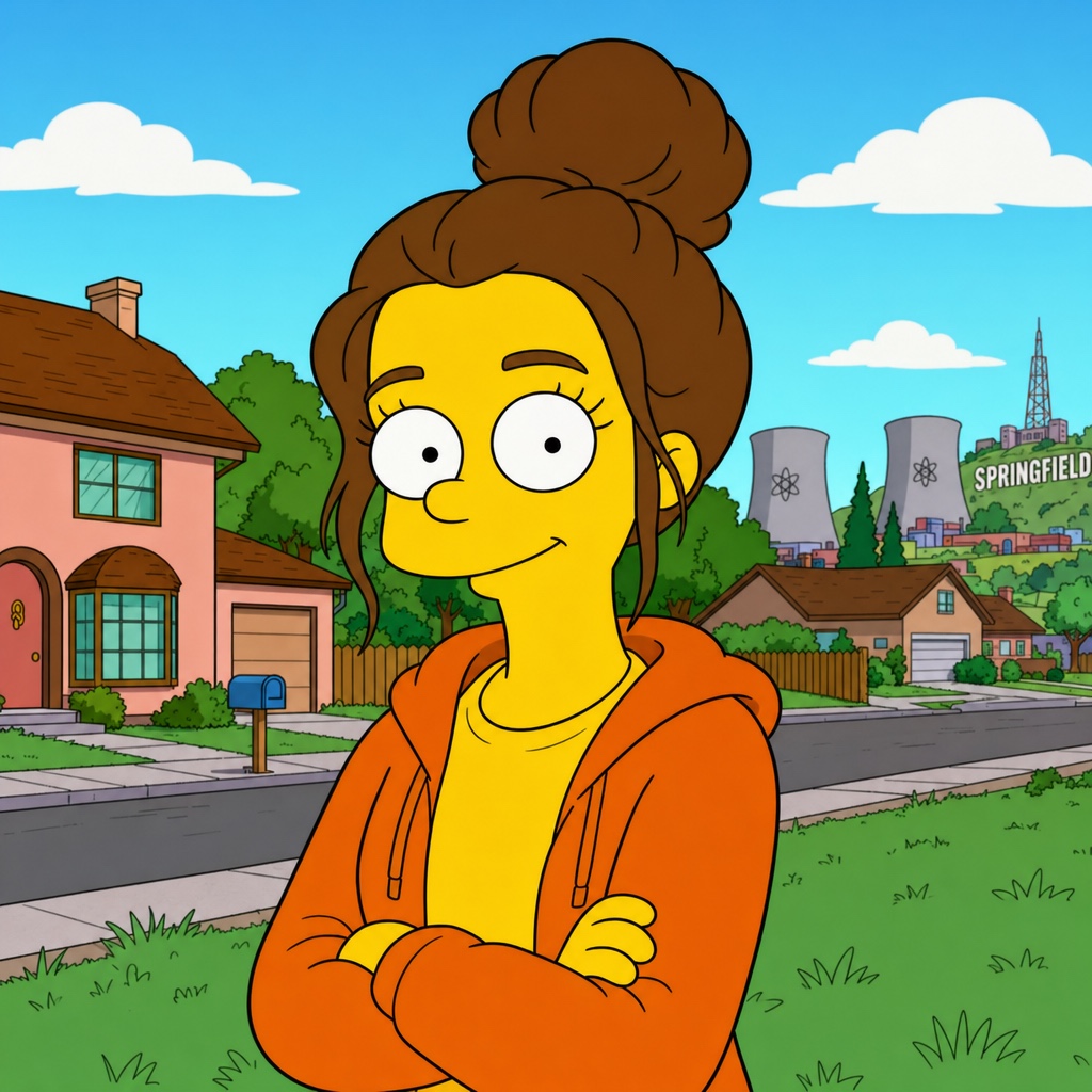 Simpsons style render of the same character